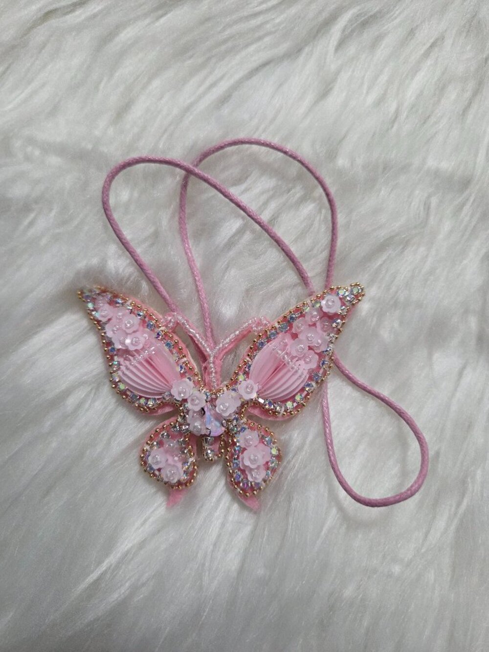 Beaded Butterfly Design Bag Charm